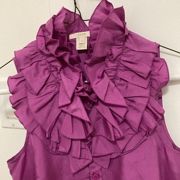 J. Crew Tops - J. Crew Silk Sleeveless Blouse with Ruffled Collar. Orchid. Size 0.
